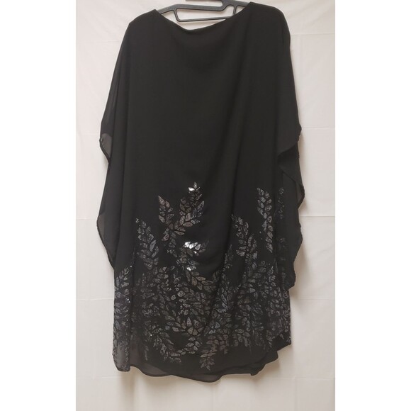 Xscape Black Sequin Formal Cape Dress Size 18W Fully Lined POE Party Cocktail - Picture 12 of 12